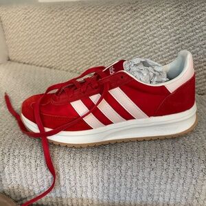 Brand new in box adidas red sneakers. Size 7.5